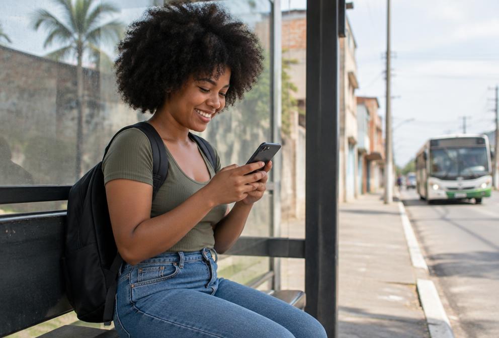 Proprietário avaliando candidaturas no celular com garçom ao lado